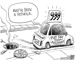 HERMAN CAIN GETS A FLAT by Adam Zyglis