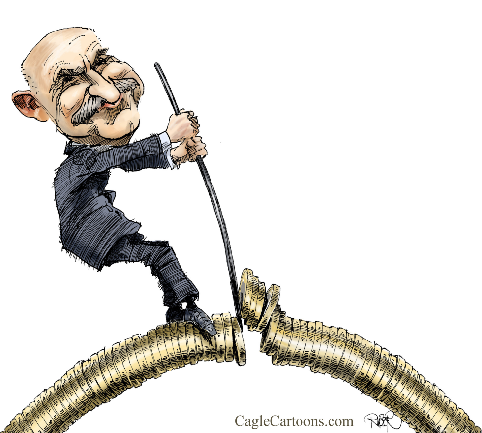  PAPANDREOU ON A MONEY-BRIDGE by Riber Hansson