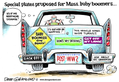 BABY BOOMER LICENSE PLATES by Dave Granlund