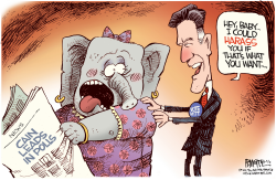 MITT HARASSES GOP by Rick McKee