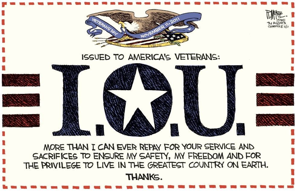  VETERANS DAY IOU by Rick McKee