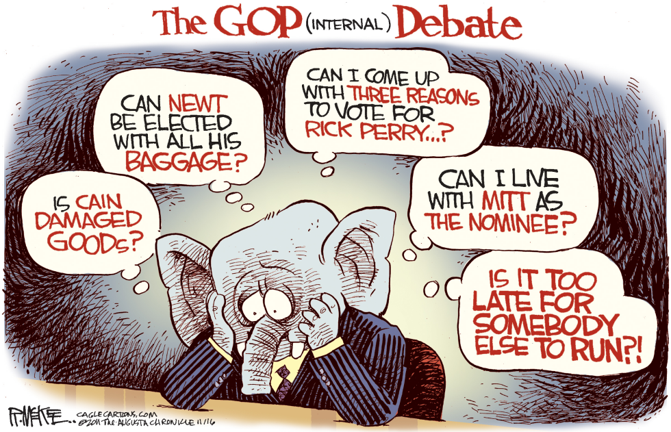  THE GOP INTERNAL DEBATE by Rick McKee