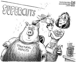 PIG GETTING A HAIRCUT by Adam Zyglis