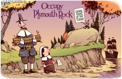 OCCUPY PLYMOUTH ROCK by Rick McKee