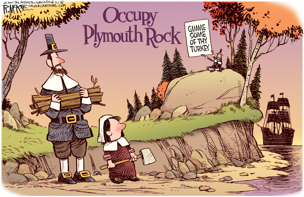  OCCUPY PLYMOUTH ROCK by Rick McKee