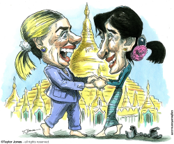 HILARY AND AUNG SAN SUU KYI by Taylor Jones