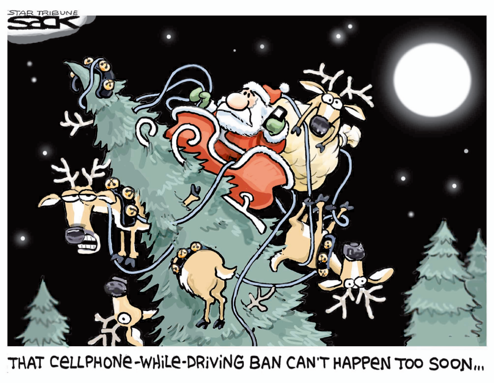  SANTAS CELL PHONE by Steve Sack