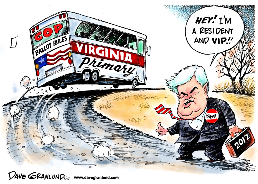  NEW GINGRICH AND VA PRIMARY by Dave Granlund