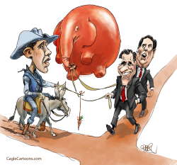 OBAMA,ROMNEY, SANTORUM APPROACHING CROSSROAD by Riber Hansson