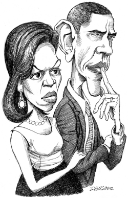 MICHELLE AND BARACK CARICATURE by Adam Zyglis