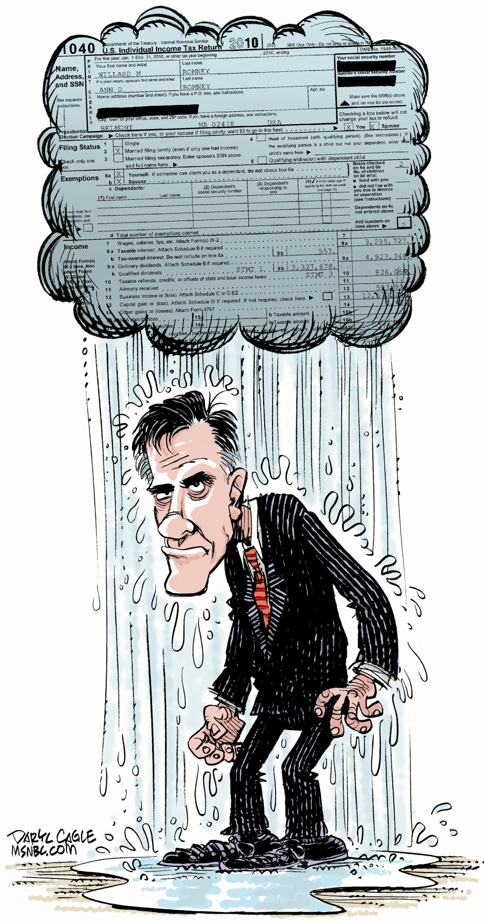  LA NUBE DE IMPUESTOS DE ROMNEY by Daryl Cagle