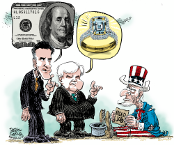 MITT NEWT AND JOBS by Daryl Cagle