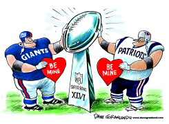 SUPER BOWL XLVI PATS GIANTS by Dave Granlund