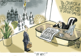 MORMON PROXY BAPTISM by Pat Bagley