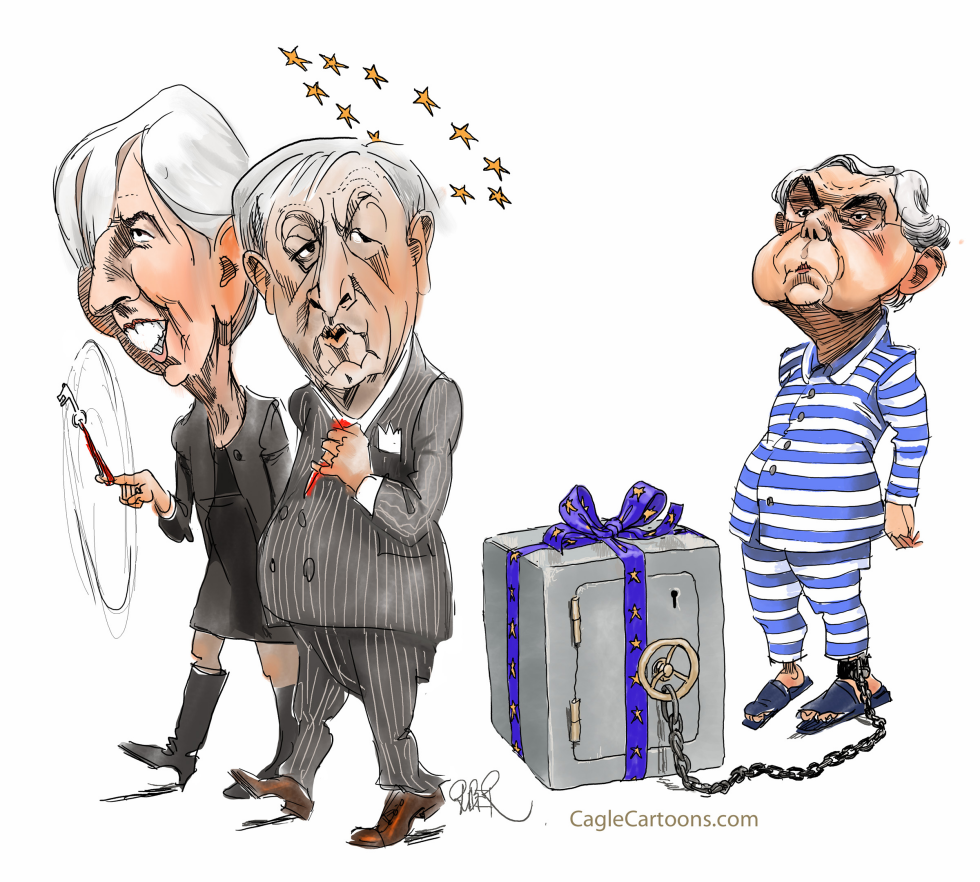  IMF AND EU DELIVERING BAILOUT PACKAGES TO GREECE by Riber Hansson