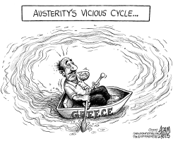 AUSTERITYS VICIOUS CYCLE by Adam Zyglis