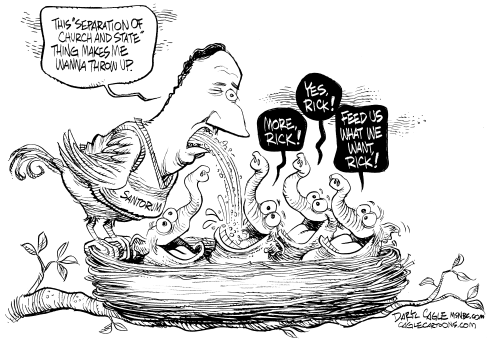  SANTORUM FEEDS HUNGRY REPUBLICANS by Daryl Cagle