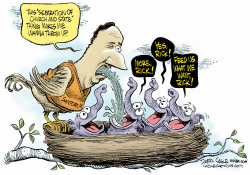 SANTORUM FEEDS HUNGRY REPUBLICANS  by Daryl Cagle