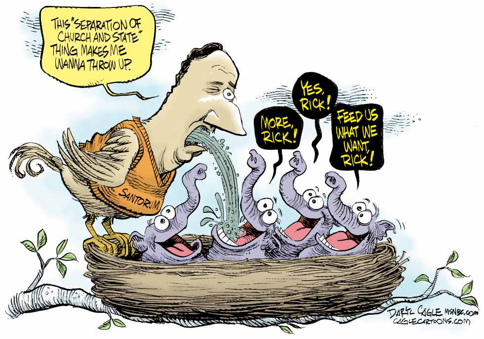  SANTORUM FEEDS HUNGRY REPUBLICANS  by Daryl Cagle