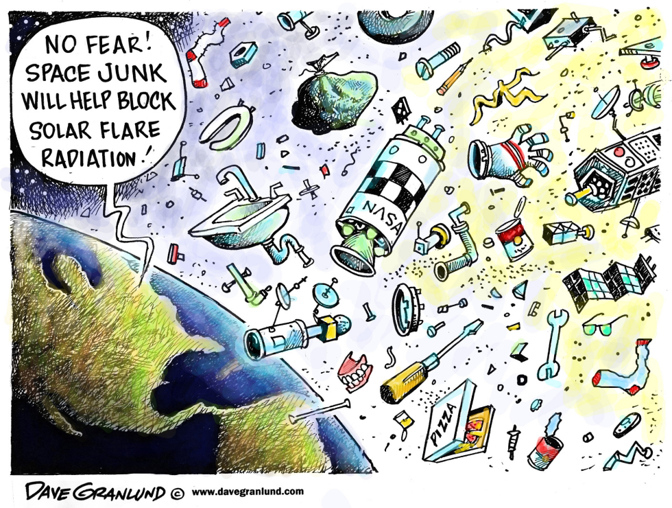  SOLAR FLARES AND SPACE JUNK by Dave Granlund