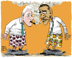 CLINTON Y OBAMA EN CALZONCILLOS by Daryl Cagle