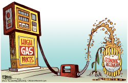 GAS PRICES STUNT RECOVERY by Rick McKee