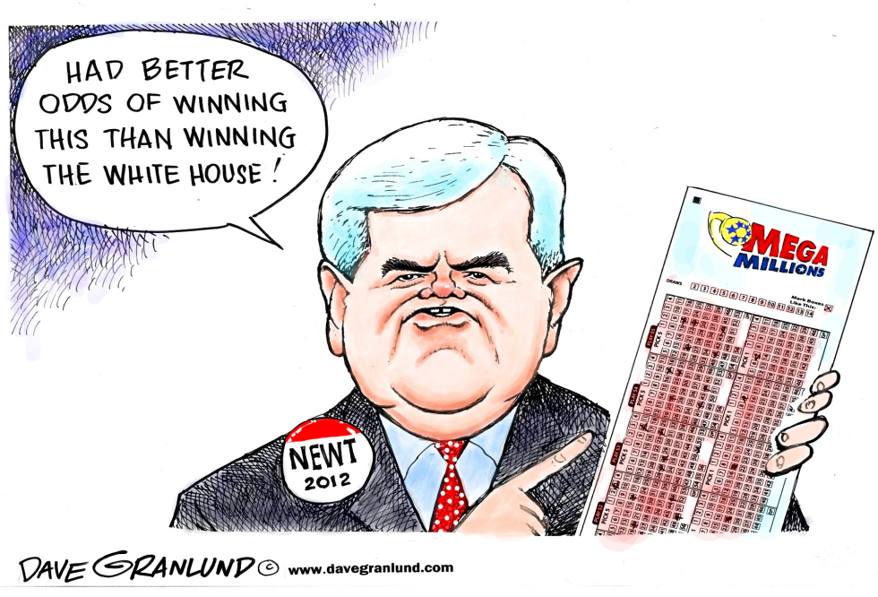  MEGA MILLIONS LOTTERY AND NEWT by Dave Granlund