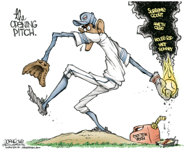 OBAMA OPENING PITCH  by John Cole