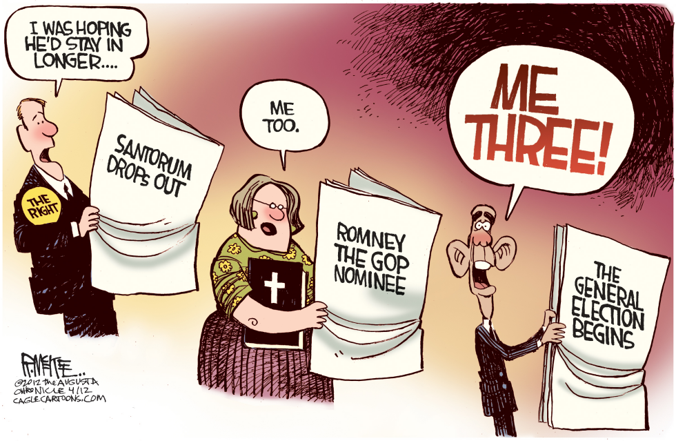  SANTORUM DROPS OUT by Rick McKee