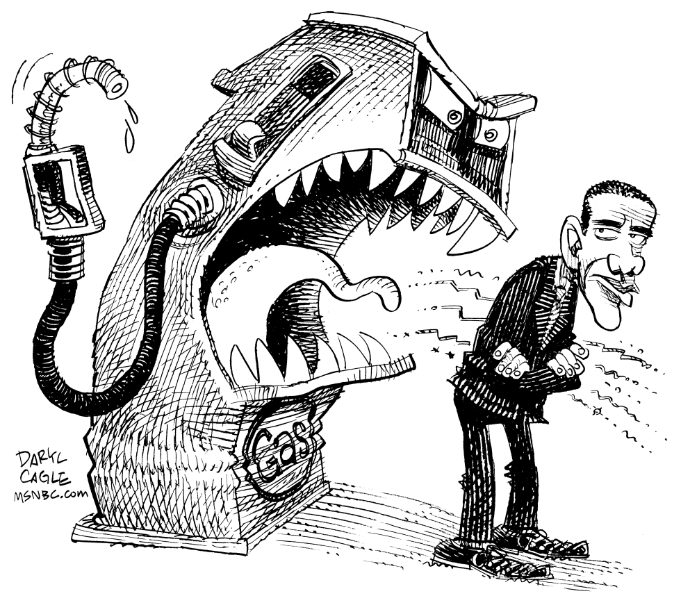  GAS PRICES AND ANNOYED OBAMA by Daryl Cagle