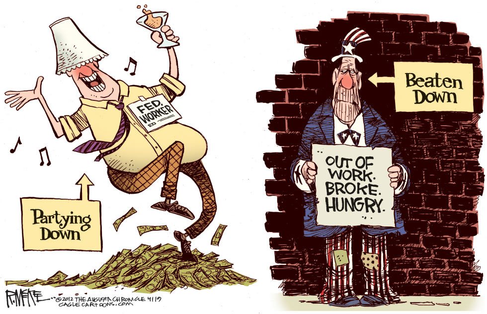  PARTYING FEDERAL WORKERS by Rick McKee