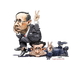 HOLLANDE SITTING ON SARKOZYS HEAD by Riber Hansson