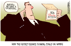 SECRET SERVICE SCANDAL WORSENS by Rick McKee