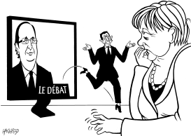 MERKEL AFTER THE FRENCH TV DEBATE by Rainer Hachfeld