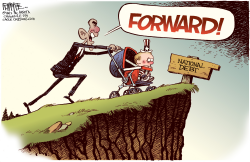 OBAMA PUSHES FORWARD by Rick McKee