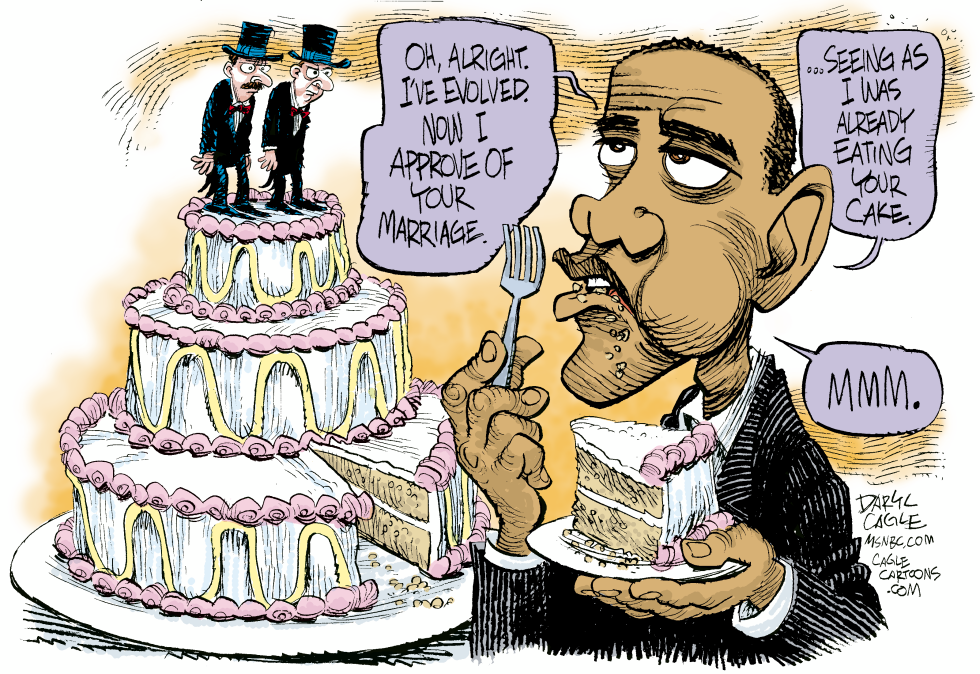  OBAMA EVOLVES ON GAY MARRIAGE by Daryl Cagle