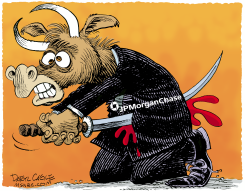 JP MORGAN CHASE SELF DESTRUCTS by Daryl Cagle