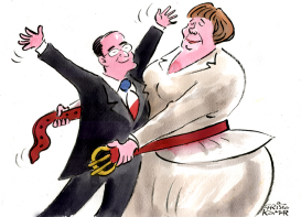 HOLLANDE MEETS MERKEL by Christo Komarnitski