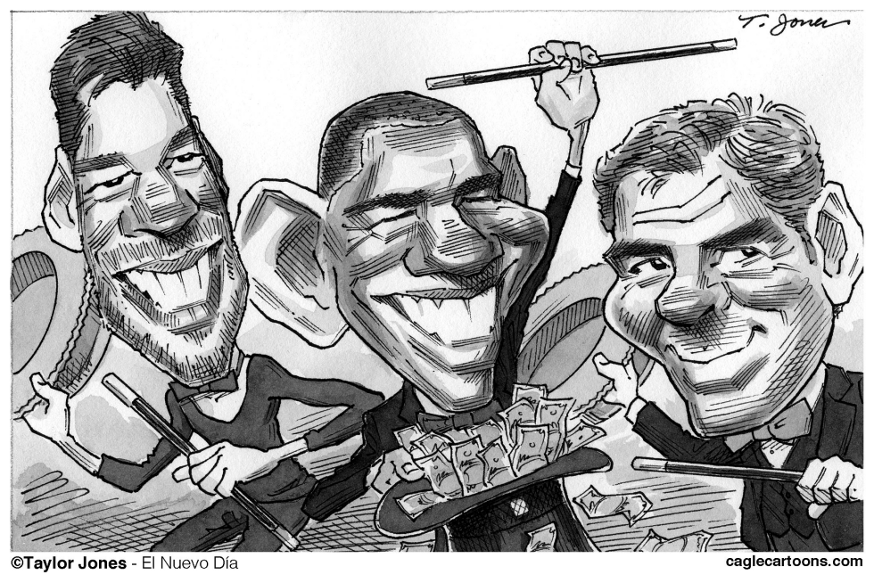  OBAMA, CLOONEY Y RICKY by Taylor Jones