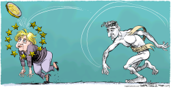 GRECIA, MERKEL Y EL EURO by Daryl Cagle