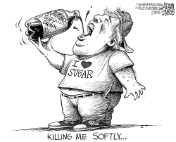 NYC TO BAN LARGE SUGAR DRINKS by Adam Zyglis