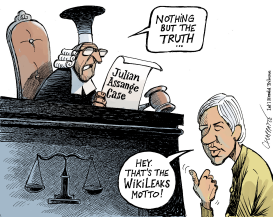 JULIAN ASSANGE FACES JUSTICE by Patrick Chappatte