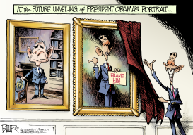 BUSH AND OBAMA PORTRAIT by Nate Beeler