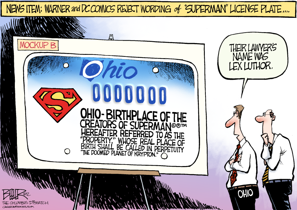  LOCAL OH - SUPERMAN LICENSE PLATE by Nate Beeler