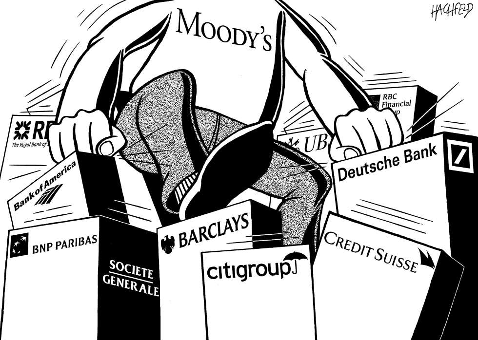  MOODY'S DOWNGRADES 15 BANKS by Rainer Hachfeld