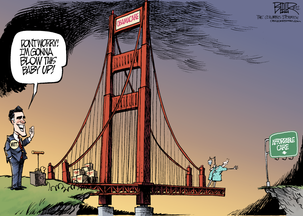  ROMNEY AND OBAMACARE by Nate Beeler