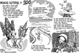 WOODIE GUTHRIE AT 100 by Pat Bagley