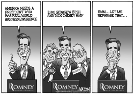 ROMNEY TOUTS BUSINESS EXPERIENCE by RJ Matson