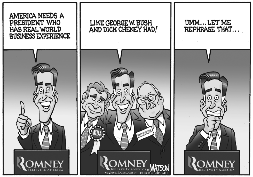  ROMNEY TOUTS BUSINESS EXPERIENCE by RJ Matson