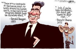 OBAMA IS NO REAGAN by Rick McKee